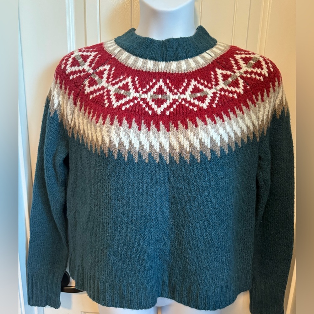 American Eagle Long Sleeve Fair Isle Sweater Cotton Blend, Size Large - Picture 2 of 9